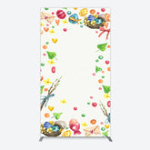 Lofaris Colorful Eggs Hearts Leaves Easter Rectangle Backdrop